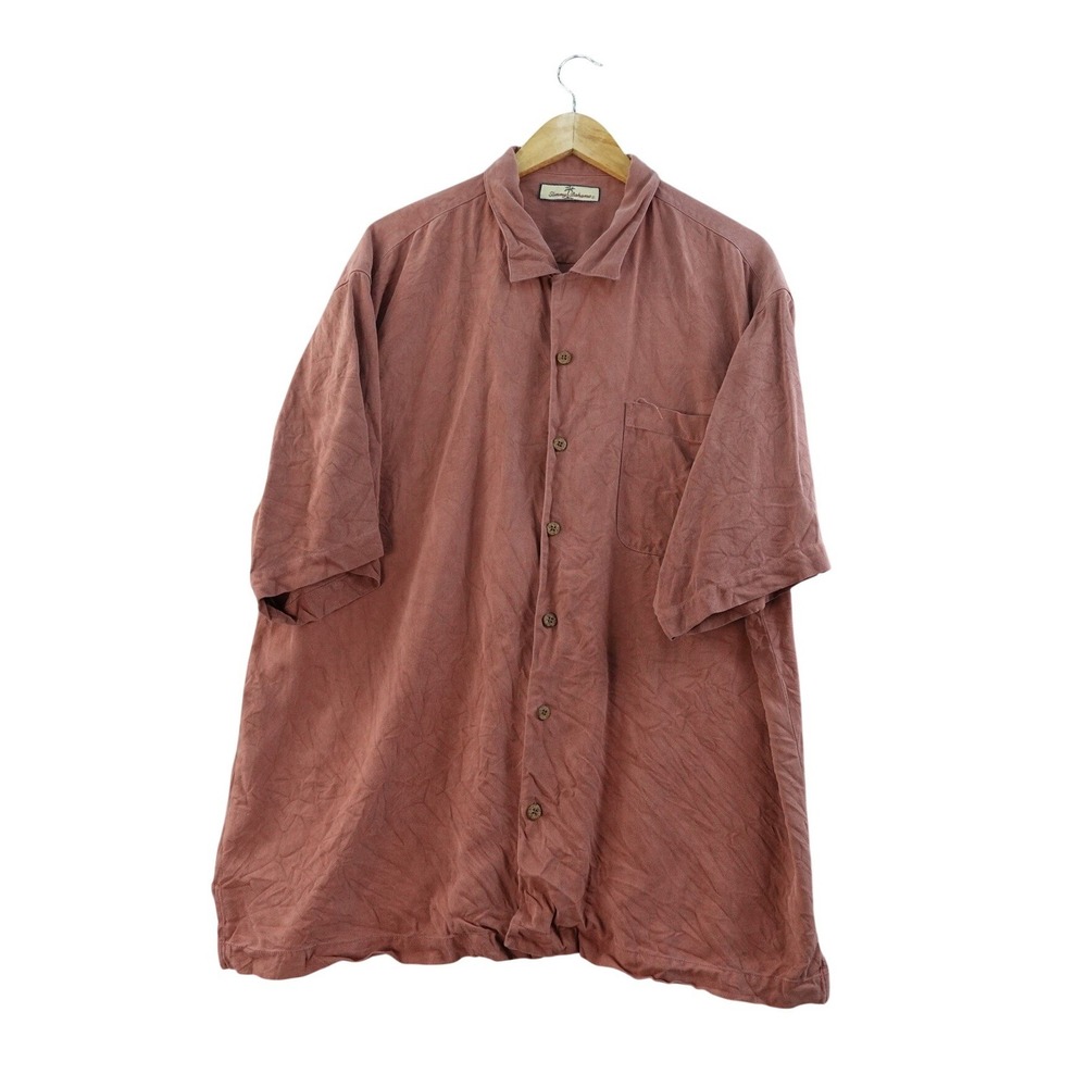 Tommy Bahama Mens XL 100% Silk Shirt Camp Short Sleeve‎ Brown Button Up Casual